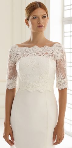 offschoulder bruidsjurk kant, trouwjurk