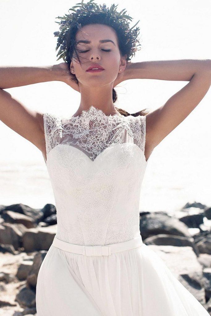 bloemenkrans bruidsjurk, bruidsjurken hoorn Boho trouwjurk