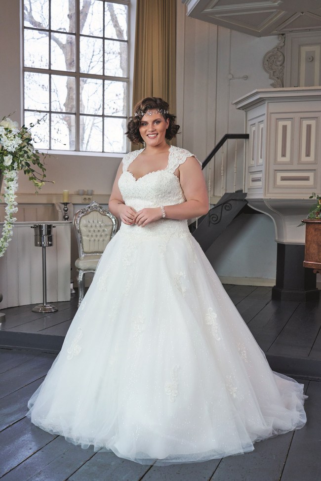 Bruidsjurk grote maten glitters