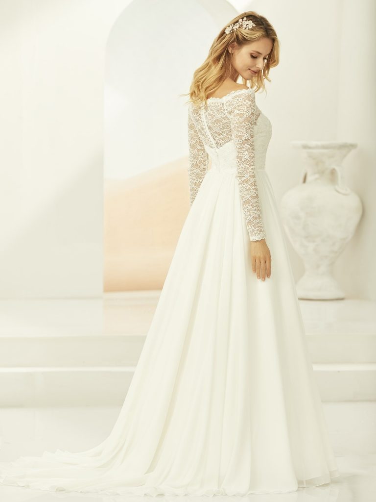 trouwjurk met kanten mouwen